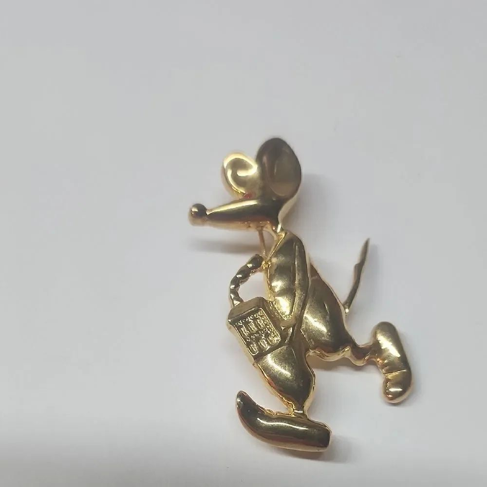 Gold-Tone Mouse Brooch